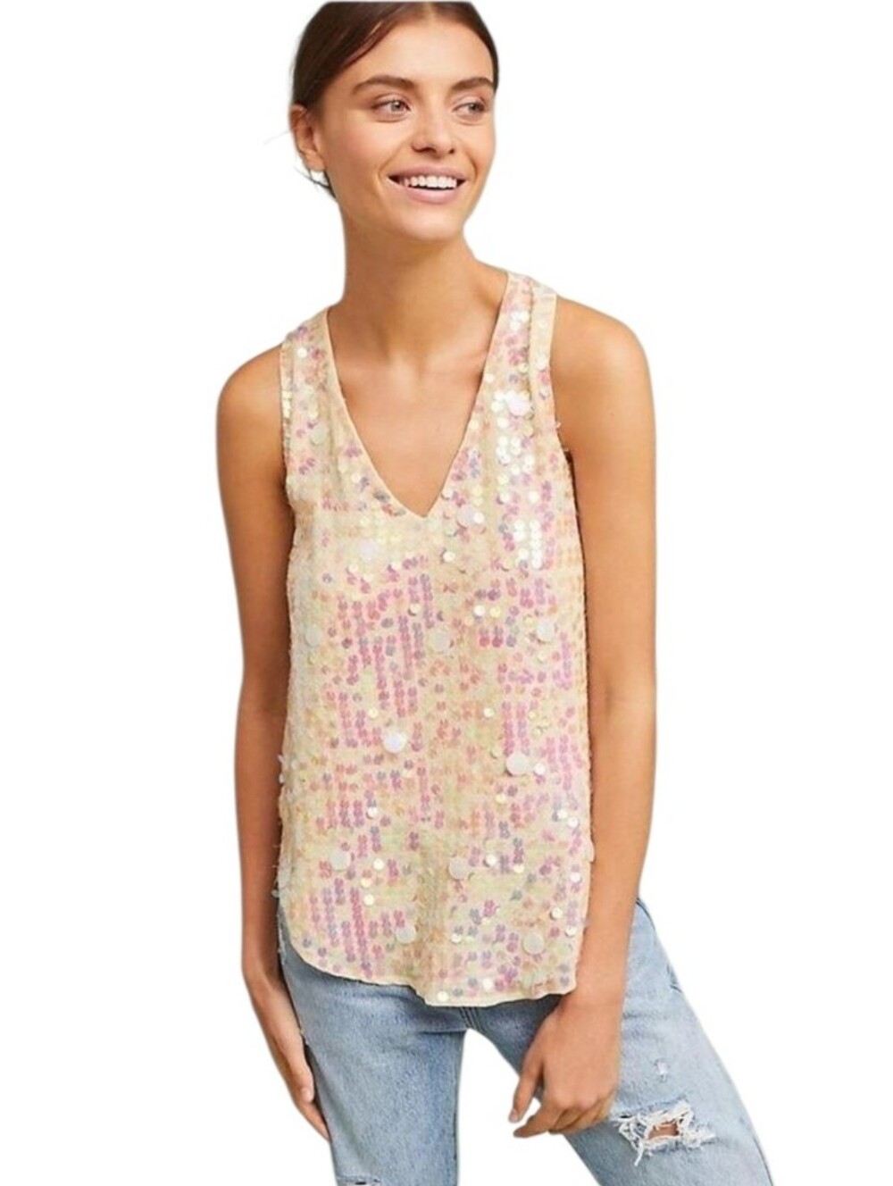 Anthropologie Moulinette Soeurs Sequin Swing Tank Top sz 8